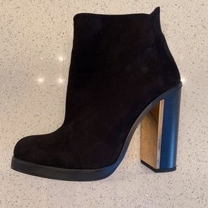 Chunky fall booties with gold heel